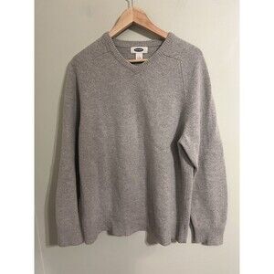 Old Navy Mens V Neck Lambs Wool Sweater/Pullover large Grey Long Sleeve thermal